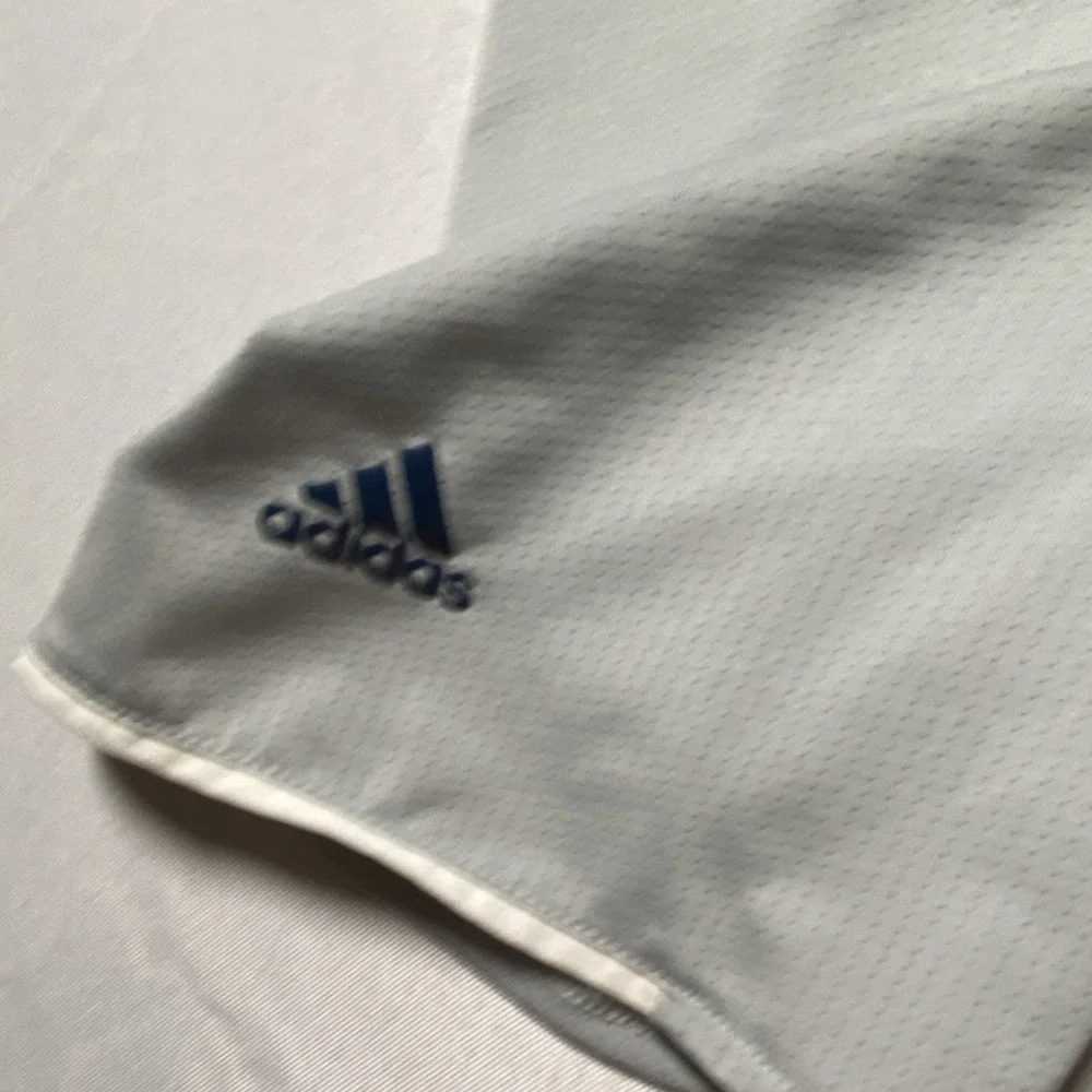 adidas climacool Polo Shirt Men L Light Gray Blue Short Sleeve Logo